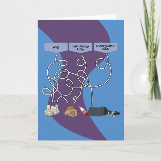 彼のためにおもしろい飲パズルアウト誕生日カード カード (正面)