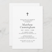 彼のためにシンプルブラッククロスミニマリスト確認 招待状 (正面/裏面)