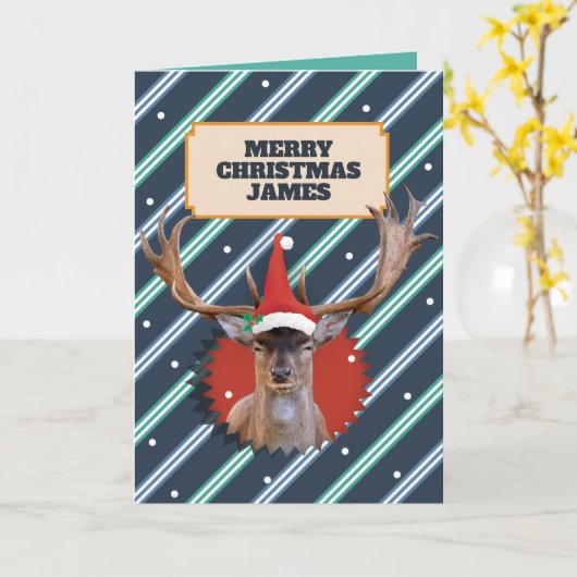 彼のためにスタグクリスマスカードおもしろいスタタスティック カード (黄色い花)