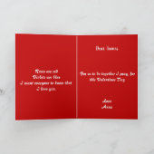 彼のためにバレンタインデーロマンチックなハートレッドローズ シーズンカード (内部)