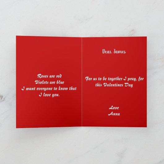 彼のためにバレンタインデーロマンチックなハートレッドローズ シーズンカード (内部)