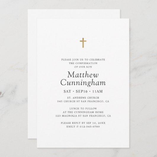 彼のためにフェイク金ゴールド横断最小主義の確認 招待状 (正面/裏面)