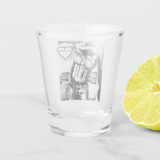 彼のために可愛い名前をカスタムするクール西カウボーイ ショットグラス (裏面)