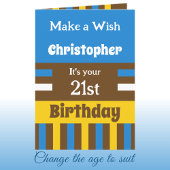 彼のために名前を追加ブルー特別な21歳の誕生日 カード