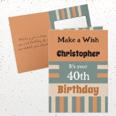 彼のために名前オレンジ特別な40th誕生日を追加 カード