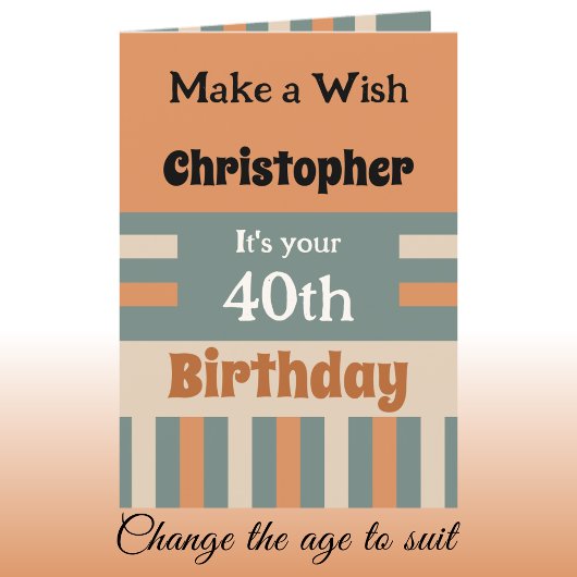 彼のために名前オレンジ特別な40th誕生日を追加 カード