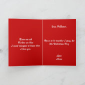 彼のために彼のバレンタインデイロマンチックな赤いバラのカスタム シーズンカード (内部)