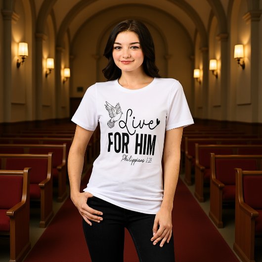 彼のために生きる フィリピの信徒への手紙1章21節 鳩Tシャツ トライブレンドＴシャツ