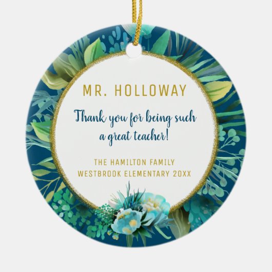 彼のために私の先生お気に入りのクリスマスプレゼント セラミックオーナメント (正面)