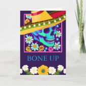 彼のために誕生日の挨拶スカル花 カード (正面)