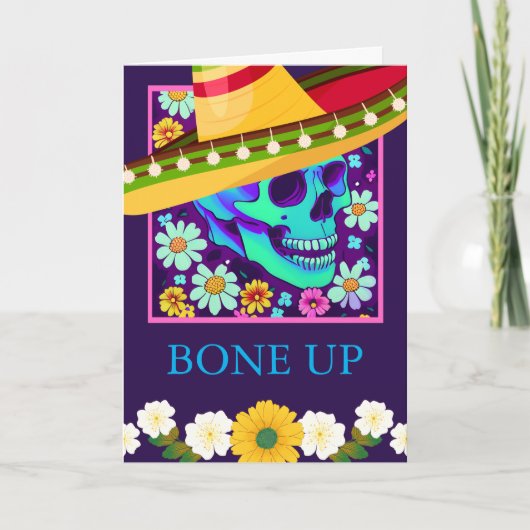 彼のために誕生日の挨拶スカル花 カード (正面)