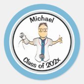 彼のために青おもしろい医師博士PA卒業 ラウンドシール (正面)