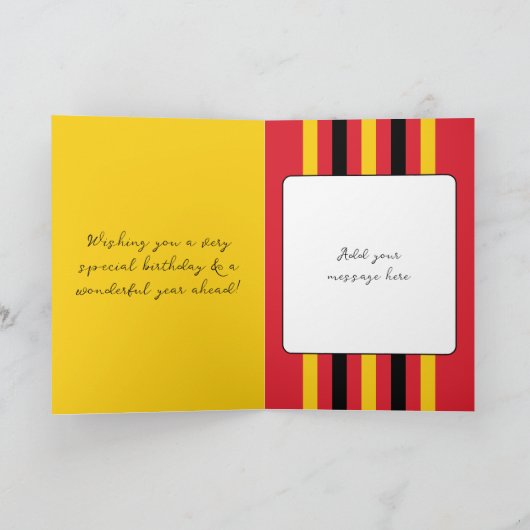 彼のために黄色の特別な18歳の誕生日を追加する カード (内部)