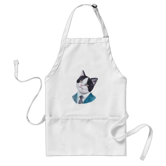 彼のためのおもしろいな猫のエプロン猫の身に着けているスーツのエプロン スタンダードエプロン (正面)