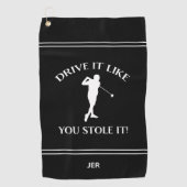 彼のためのおもしろいブラックゴルファーのユーモアのモノグラムスポーツ ゴルフタオル (正面)