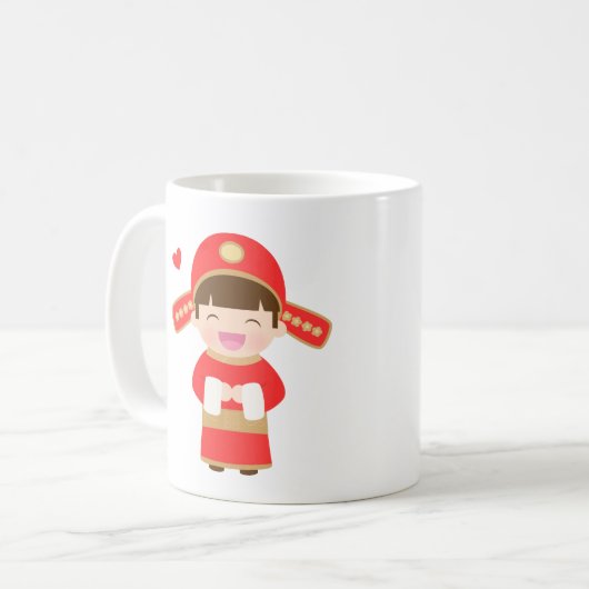 彼のためのかわいい繁文の結婚式の新郎 コーヒーマグカップ (正面左)