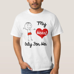 彼のためのだけ私のハートカップルの人のTシャツ Tシャツ