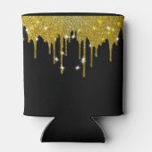 彼のためのウェディングブラックゴールドドリッピング 缶クーラー (裏面)