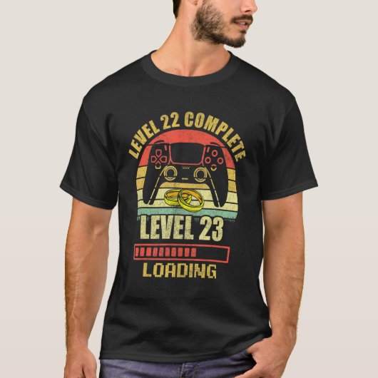 彼のためのカップルLevel 22完全なアニバー結婚バー Tシャツ (正面)