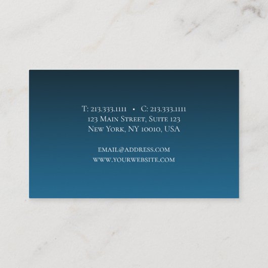 彼のためのカメラマンの専門の深く青いトレンディー 名刺 (裏面)