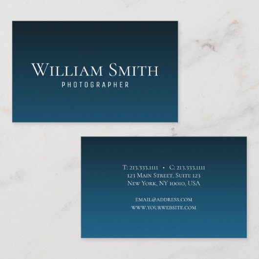 彼のためのカメラマンの専門の深く青いトレンディー 名刺 (正面/裏面)