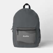 彼のためのギフトまたは新学期名グレー素朴 プリントバックパック (正面)