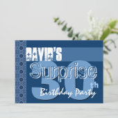 彼のためのサプライズ30歳の誕生日 青いスチームパンク 招待状 (スタンド正面)