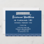 彼のためのサプライズ30歳の誕生日 青いスチームパンク 招待状 (裏面)