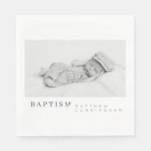 彼のためのバプテスマモダンのミニマカスタムリスト写真 スタンダードランチョンナプキン (正面)