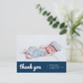 彼のためのバプテスマモダンスとシンプル写真感謝 ポストカード (スタンド正面)