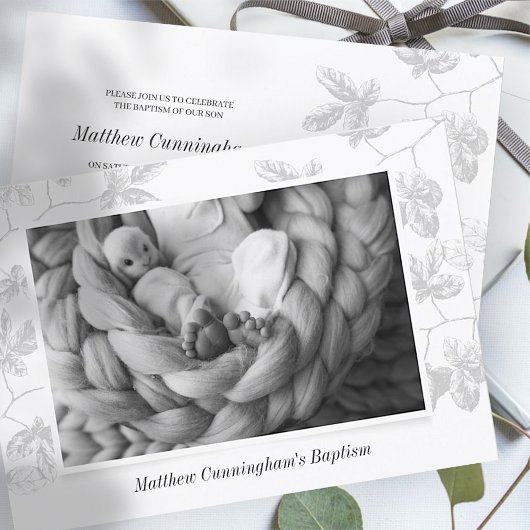 彼のためのバプテスマ |写真シンプルの灰色の葉 セーブザデート