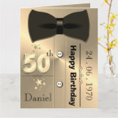 彼のためのパーソナライズされたゴールド50歳の誕生日カード カード (黄色い花)