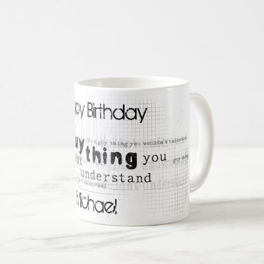 彼のためのパーソナライズで男らしいハッピーバースデー コーヒーマグカップ (正面右)