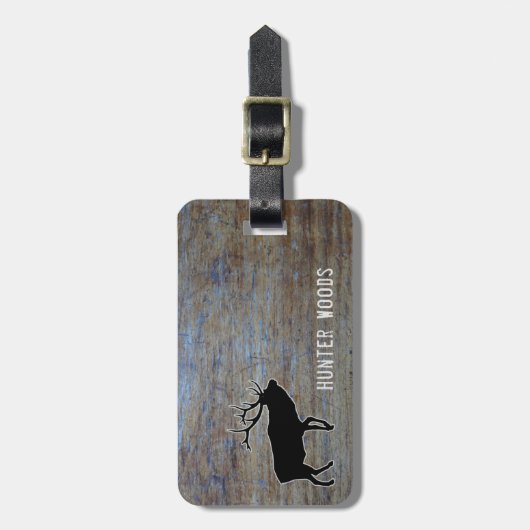 彼のためのパーソナライズな名前|のオオシカの素朴な木製の穀物 ラゲッジタグ (正面縦)