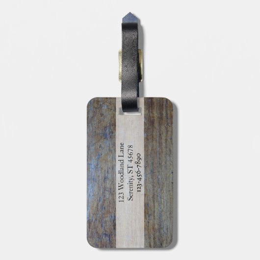 彼のためのパーソナライズな名前|のオオシカの素朴な木製の穀物 ラゲッジタグ (裏面縦)