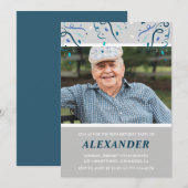 彼のためのフォトグレイ紙吹雪98歳 招待状 (正面/裏面)