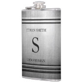 彼のためのブラシをかけられたクロムお洒落でパーソナライズなフラスコ フラスク (左)