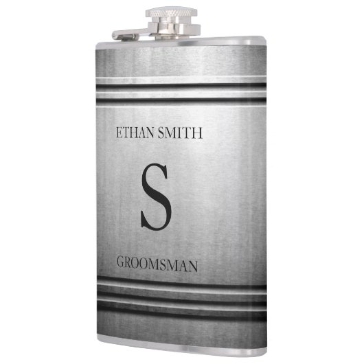 彼のためのブラシをかけられたクロムお洒落でパーソナライズなフラスコ フラスク (左)