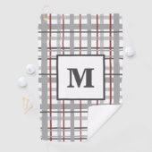 彼のためのモノグラムの格子銀の赤い贈り物 ゴルフタオル (インサイチュ)