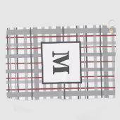 彼のためのモノグラムの格子銀の赤い贈り物 ゴルフタオル (横)