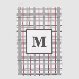 彼のためのモノグラムの格子銀の赤い贈り物 ゴルフタオル