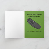 彼のためのリモート・コントロールおもしろいな悔やみや弔慰カード カード (内部)