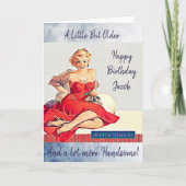 彼のためのレトロの女性バースデー・カード カード (正面)