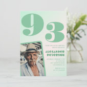 彼のためのレトログラデーション 93歳の誕生日写真 招待状 (スタンド正面)