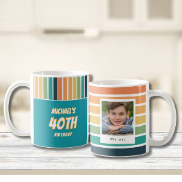 彼のためのレトロ40歳の誕生日フォト コーヒーマグカップ