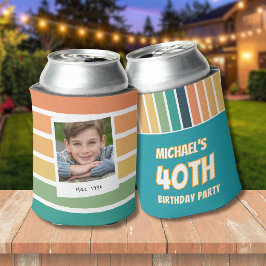彼のためのレトロ40歳誕生日写真 缶クーラー