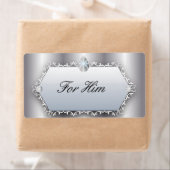 彼のためのヴィンテージ結婚式パールシルバーロマンチック ラベル (インサイチュ)