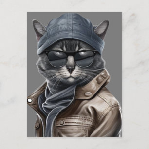 彼のための上品な猫誕生日カード ポストカード