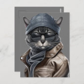 彼のための上品な猫誕生日カード ポストカード (正面/裏面)