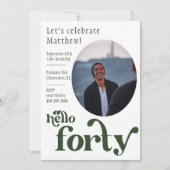 彼のための写真付き誕生日招待状 | 40歳 招待状 (正面)